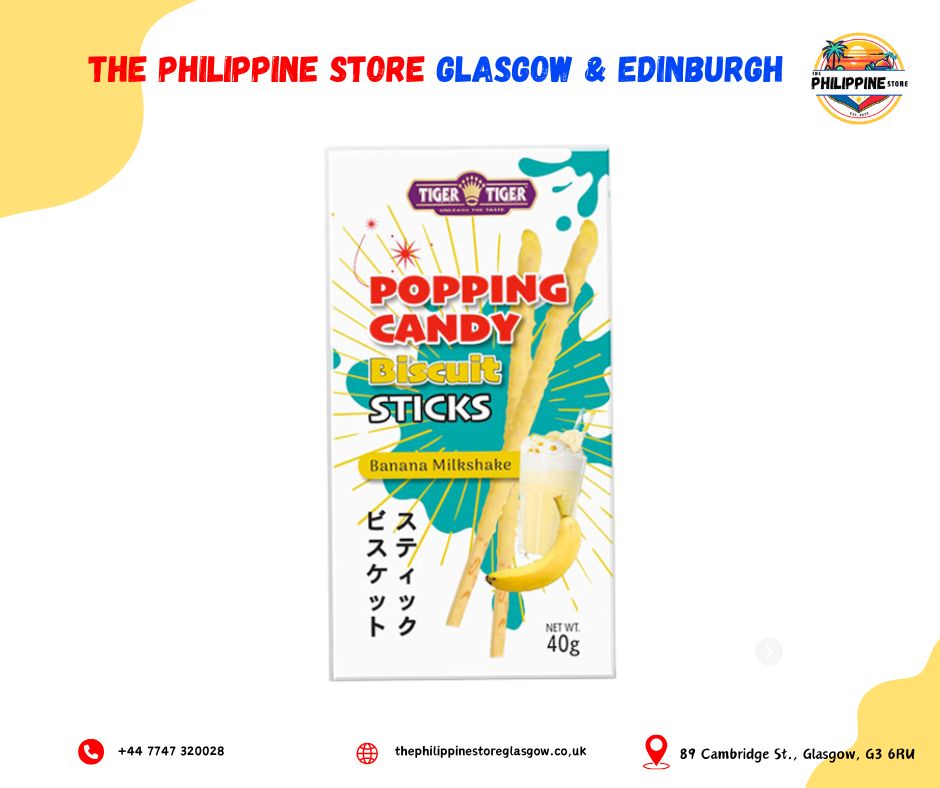 Tiger Tiger Popping Candy Biscuits Sticks Banana Milkshake 40g