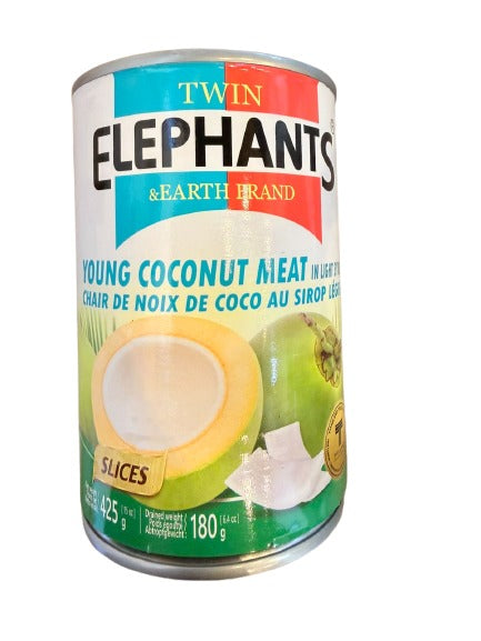 Twin Elephant Young Coconut Meat in Light Syrup 425g